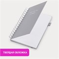 Бизнес-тетрадь на гребне А5 148х216мм BRAUBERG Calipso под кожу, резинка, клетка, 80л, серая, 116253 116253