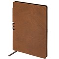 Блокнот А5 (140х200 мм), BRAUBERG "NEBRASKA", под кожу, 80 л., линия, коричневый, 113412 113412