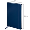 Блокнот А5 (148x218 мм), BRAUBERG "Metropolis Special", под кожу, 80 л., резинка, клетка, синий, 111574 111574