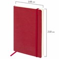 Блокнот А5 (148x218 мм), BRAUBERG "Metropolis Ultra", под кожу, 80 л., резинка, клетка, красный, 111018 111018