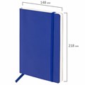 Блокнот А5 (148x218 мм), BRAUBERG "Metropolis Ultra", под кожу, 80 л., резинка, клетка, синий, 111017 111017