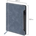 Блокнот А5 165x218мм BRAUBERG Perfect, под кожу софт-тач, держатель для ручки, 80 листов, клетка, серо-синий, 116618 116618
