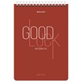 Блокнот А5 (146х206 мм), 80 л., гребень, картон, жесткая подложка, клетка, BRAUBERG, "Good Luck", 114384 114384
