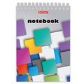 Блокнот А5 146х205 мм, 80 л., гребень, картон, жесткая подложка, клетка, BRAUBERG, "Кубы", 129819 129819