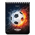 Блокнот МАЛЫЙ ФОРМАТ А6 108х145 мм, 40 л., гребень, картон, клетка, BRAUBERG, "Футбол", 114390 114390