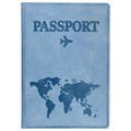 Обложка для паспорта "Passport Map", мягкая экокожа, голубая, STAFF, 238877 238877