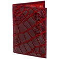 Обложка для паспорта натуральная кожа Croc, "PASSPORT", красная, BRAUBERG, 237180 237180