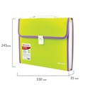 Папка-портфель пластиковая BRAUBERG "JOY", А4 (330х245х35 мм), 13 отделений, с окантовкой, салатовая, 227974 227974
