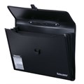Папка-портфель пластиковая BRAUBERG А4+ (390х260х40 мм), 3 отделения, фактура линейная, черная, 221389 221389