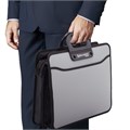 Папка-портфель пластиковая BRAUBERG ПРЕМЬЕР А4 (390х315х120 мм), 3 отделения, фактура "бисер", серая, 223083 223083