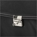 Портфель из натуральной кожи, 38х27х12 см, 2 отделения, замок с ключом, черный, 2-237 240365