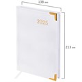 Ежедневник датированный 2025 А5 138x213 мм BRAUBERG "Senator", под кожу, белый, 115819 115819