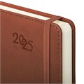 Ежедневник датированный 2025 А5 138x213 мм, BRAUBERG "Optimal", под кожу, резинка-фиксатор, держатель для ручки, коричневый, 115895 115895