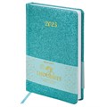 Ежедневник датированный 2025, А5, 138x213 мм, BRAUBERG "Sparkle", под кожу, блестки, бирюзовый, 115856 115856