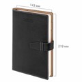 Ежедневник датированный 2025, А5, 143х218 мм, BRAUBERG "Journal", под кожу, застежка, органайзер, черный, 115882 115882