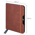 Ежедневник датированный 2025, А5, 151х213 мм, BRAUBERG "Note", под кожу, держатель для ручки, резинка-фиксатор, коричневый, 115929 115929