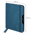 Ежедневник датированный 2025, А5, 151х213 мм, BRAUBERG "Note", под кожу, держатель для ручки, резинка-фиксатор, синий, 115931 115931