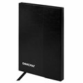 Ежедневник недатированный А5 (148x218 мм), ОФИСМАГ, под кожу, магнитный клапан, 160 л., черный, 115082 115082