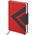 Ежедневник недатированный А5 138x213 мм BRAUBERG "Waves" под кожу, застежка 160 л., красный/черный, 111874 111874