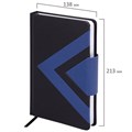 Ежедневник недатированный А5 138x213 мм BRAUBERG "Waves" под кожу, застежка, 160 л., черный/синий, 114453 114453