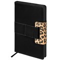 Ежедневник недатированный А5 138х213 мм, BRAUBERG "Safari", под кожу, магнит, 160 л., Leopard, черный, 116592 116592
