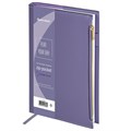 Ежедневник недатированный А5 145х220мм, BRAUBERG Zipline, под кожу, карман-молния, 160л, фиолетовый, 116249 116249