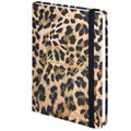 Ежедневник недатированный с резинкой А5 (145х203 мм), BRAUBERG, твердый, фольга, 128 л., "Leopard", 114561 114561