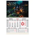 Календарь квартальный на 2025 г., 1 блок, 1 гребень, магнитный курсор, мелованная бумага, BRAUBERG, "Сказка", 116086 116086