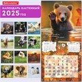 Календарь настенный перекидной на 2025 г., BRAUBERG, 12 листов, 29х29 см, "Детёныши", 116171 116171