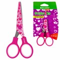Ножницы 130 мм с цветной печатью "Сердечки", малиновые, закругленные, BRAUBERG KIDS, 232275 232275