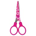 Ножницы 130 мм с цветной печатью "Сердечки", малиновые, закругленные, BRAUBERG KIDS, 232275 232275