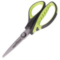 Ножницы ЮНЛАНДИЯ "BASIC", 140 мм, ребристые резиновые вставки, черно-салатовые, европодвес, 236990 236990