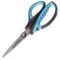 Ножницы ЮНЛАНДИЯ "BASIC", 155 мм, ребристые резиновые вставки, черно-голубые, европодвес, 236991 236991