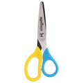 Ножницы ЮНЛАНДИЯ, 135 мм, с футляром для лезвий, желто-голубые, блистер, 237110 237110