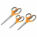 Ножницы BRAUBERG "PROFESSIONAL" 3 шт. (135, 180, 210 мм), серо-оранжевые ручки, ВЫГОДНАЯ УПАКОВКА, 272981 272981