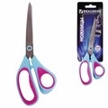 Ножницы BRAUBERG "Universal", 216 мм бирюзово-фиолетовые, ассиметричные, ребристые резиновые вставки, 236453 236453
