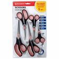Ножницы BRAUBERG SOFT GRIP НАБОР 5 штук (140, 170, 190, 220, 240 мм), эргономичные черно-красные ручки, ВЫГОДНАЯ УПАКОВКА, 238410 238410