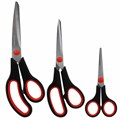 Ножницы BRAUBERG НАБОР 3 шт. (140, 190, 230 мм), черно-красные ручки, ВЫГОДНАЯ УПАКОВКА, 238168 238168