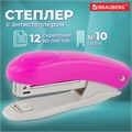 Степлер №10 BRAUBERG "Original", до 12 листов, с антистеплером, розовый, 227767 227767