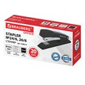 Степлер №24/6, 26/6 металлический BRAUBERG "Office", до 20 листов, черный, 228614 228614
