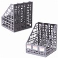 Лоток вертикальный для бумаг BRAUBERG "MAXI Plus", 240 мм, 3 отделения, сетчатый, сборный, серый, 237014 237014