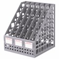 Лоток вертикальный для бумаг BRAUBERG "MAXI Plus", 240 мм, 6 отделений, сетчатый, сборный, серый, 237016 237016