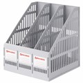 Лоток вертикальный для бумаг BRAUBERG "SMART-MAXI" (254х255х297 мм), 3 отделения, сетчатый, сборный, серый, 231524 231524