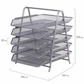 Лоток горизонтальный для бумаг BRAUBERG "Germanium", 5 секций, 370х355х295 мм, металл, серебро, 237972 237972