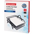 Лоток горизонтальный металлический для бумаг, 2 секции, BRAUBERG "Germanium", А4 (355х205х295 мм), черный, 231950 231950
