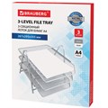 Лоток горизонтальный металлический для бумаг, 3 секции, BRAUBERG "Germanium", А4 (267х355х295 мм), серебристый, 231953 231953