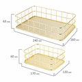 Органайзер для косметики корзинка 2 штуки из металла MONTE VITA, 24х16х6,3 см + 17х12х6 см, золото, 272483 272483