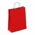 Крафт-пакет бумажный "Горох на красном" 22х12х25 см, с кручеными ручками, 100 г/м2, белый, 112979 700996