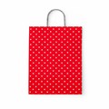 Крафт-пакет бумажный "Горох на красном" 22х12х25 см, с кручеными ручками, 100 г/м2, белый, 112979 700996