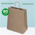 Крафт-пакет бумажный 26х15х35 см, КОМПЛЕКТ 50 шт., крученые ручки, плотность 90 г/м2, LAIMA ECO CRAFT, 609686 609686